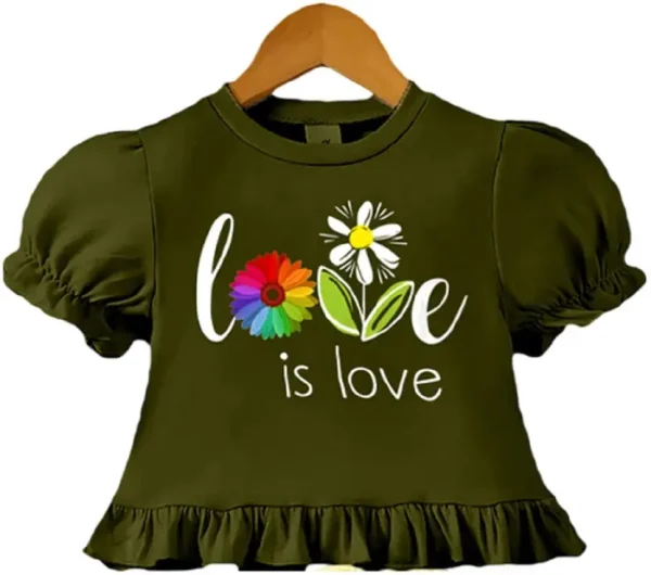 Baby Girls Midi/Knee Length Casual Dress  (Dark Green, Half Sleeve) - Image 3