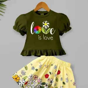 Baby Girls Midi/Knee Length Casual Dress  (Dark Green, Half Sleeve)