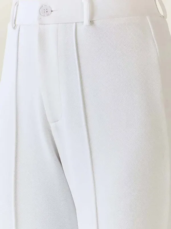 Women Regular Fit White Viscose Rayon Trousers - Image 4