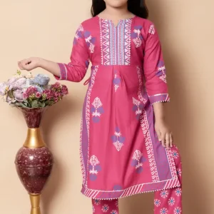 Girls Festive & Party Kurta and Pyjama Set  (Multicolor Pack of 1)