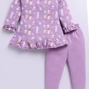 Baby Girls Casual Top Pyjama  (Purple)