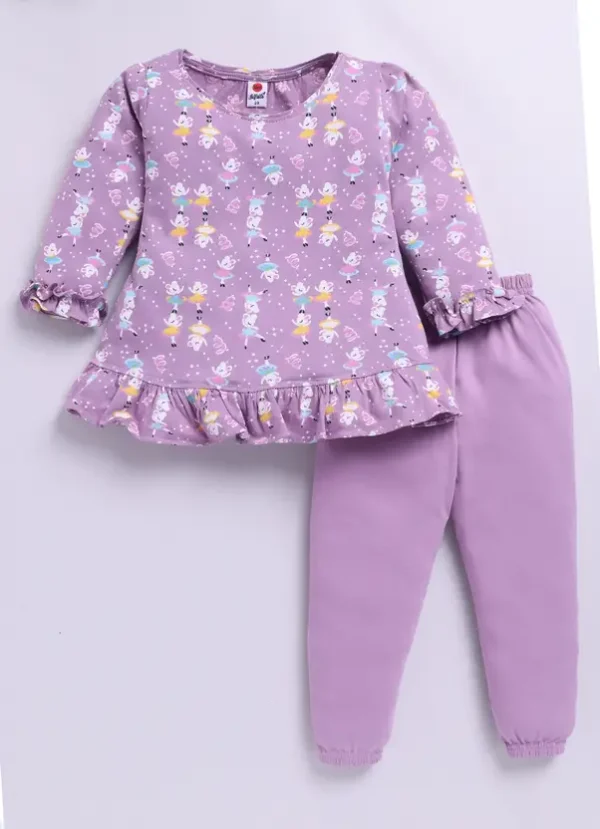 Baby Girls Casual Top Pyjama  (Purple)