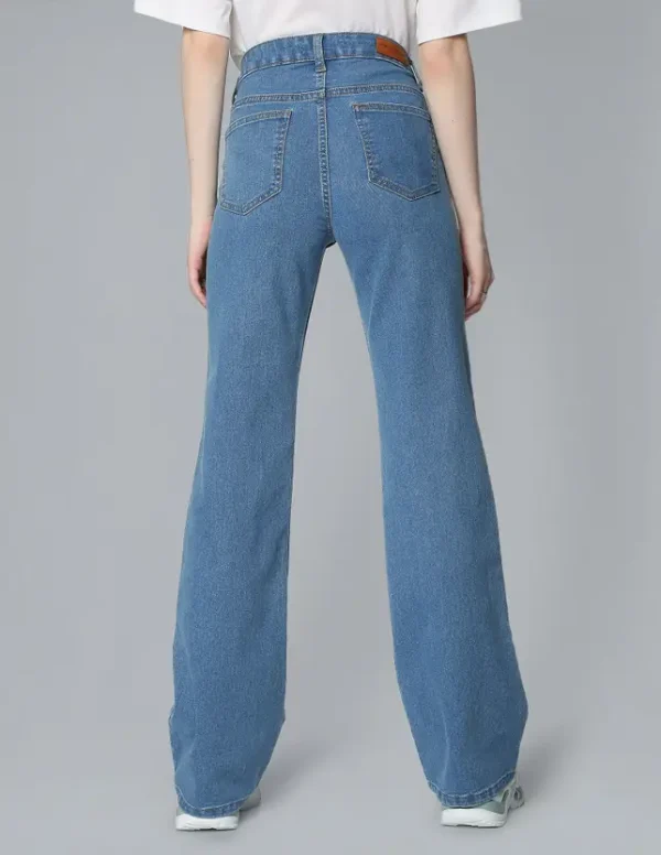 Women Boot-Leg Mid Rise Blue Jeans - Image 4