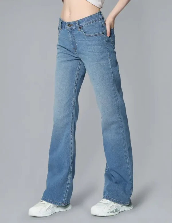 Women Boot-Leg Mid Rise Blue Jeans - Image 3