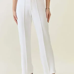 Women Regular Fit White Viscose Rayon Trousers