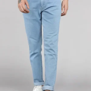 Men Slim Mid Rise Light Blue Jeans