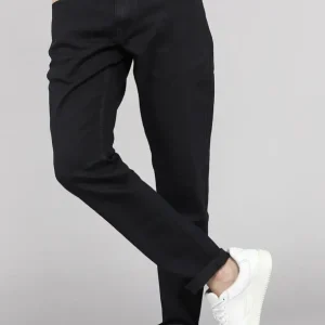 Men Slim Mid Rise Black Jeans