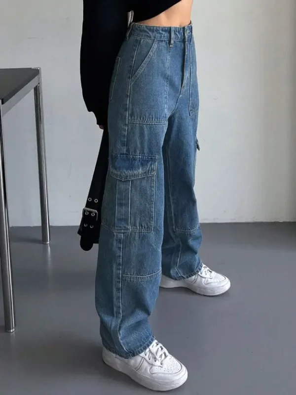 Women Flared High Rise Light Blue Jeans - Image 3