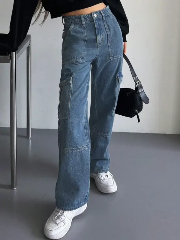 Women Flared High Rise Light Blue Jeans - Image 2