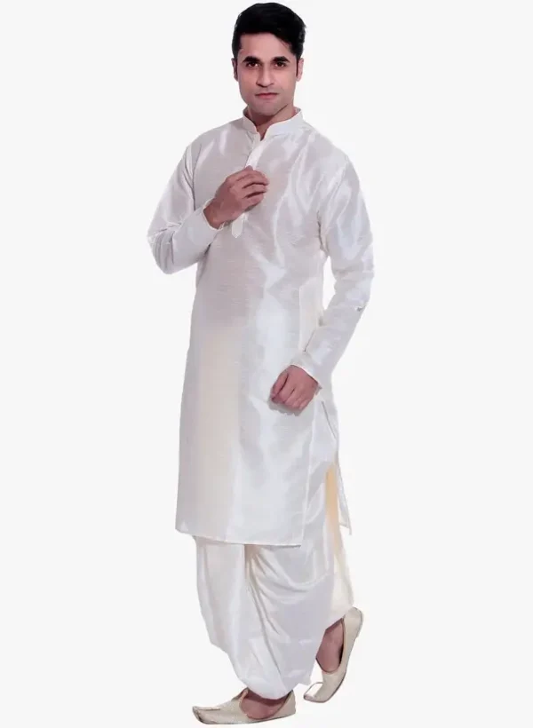 Men Pure Silk Kurta Dhoti Pant Set - Image 3