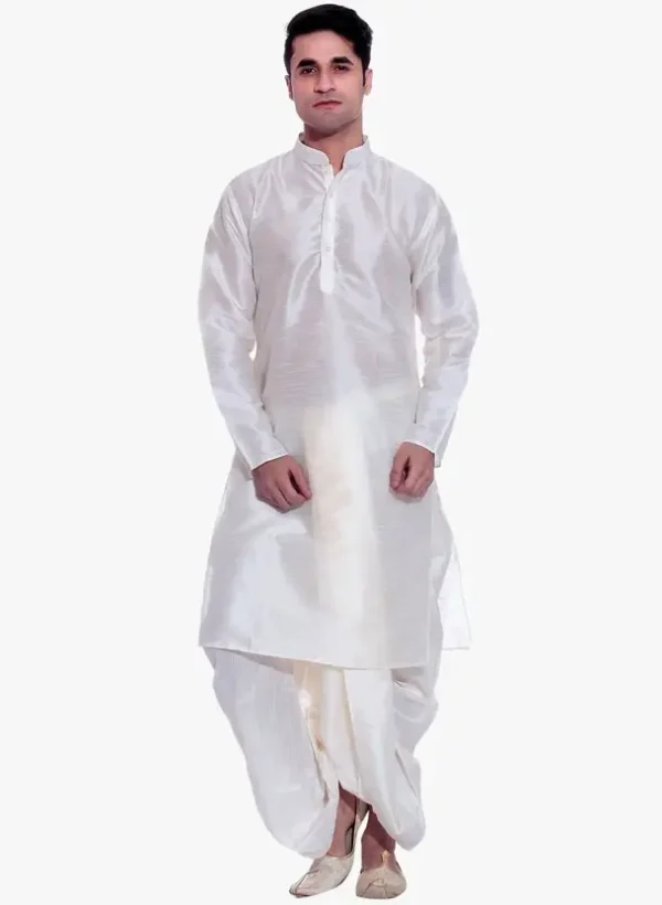 Men Pure Silk Kurta Dhoti Pant Set