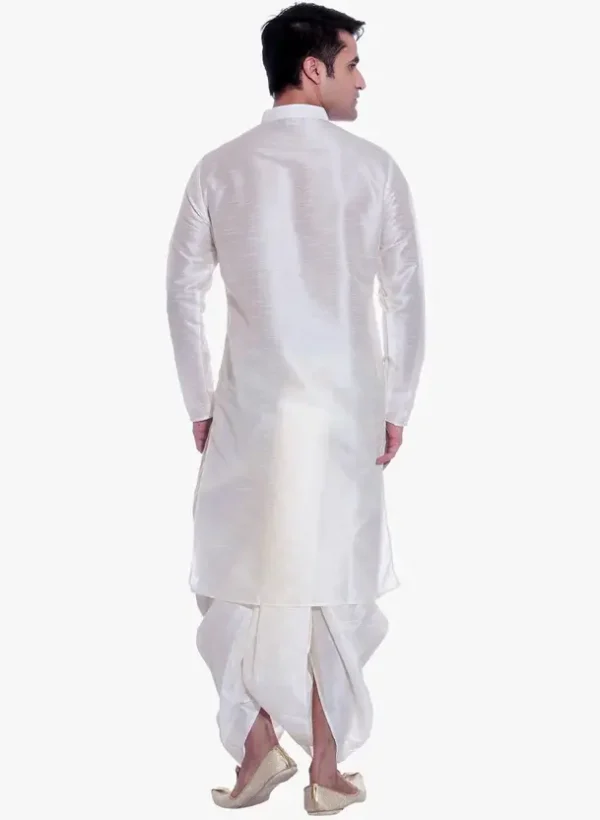 Men Pure Silk Kurta Dhoti Pant Set - Image 2