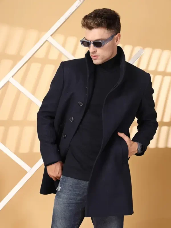 Tweed Solid Coat For Men