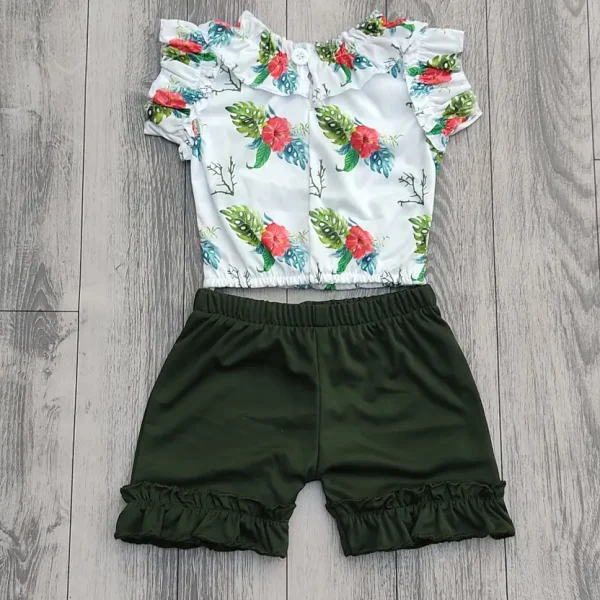 Baby Girls Casual Top Shorts  (GREEN) - Image 2