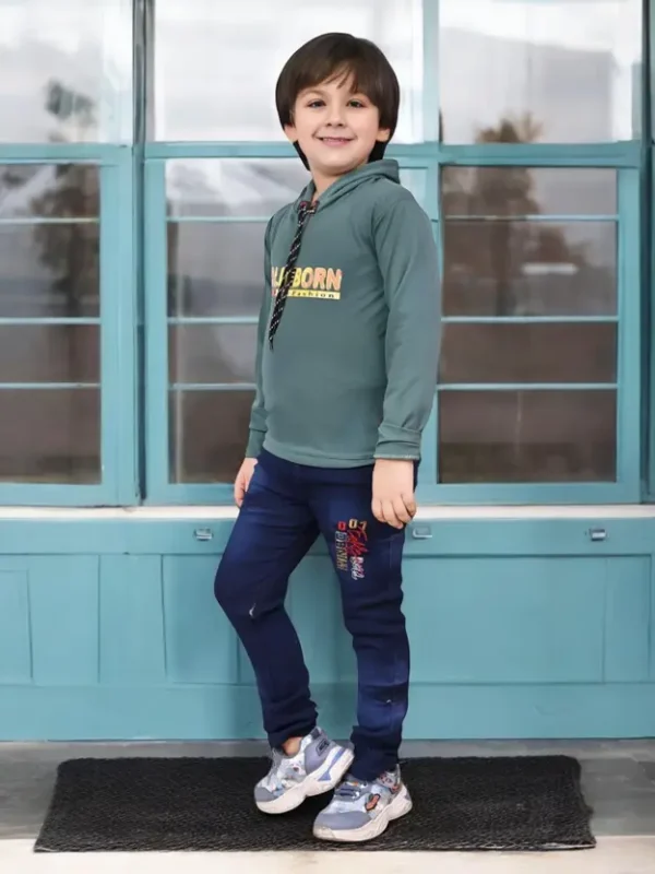 Boys Casual T-shirt Jeans  (Green) - Image 4