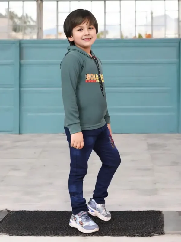 Boys Casual T-shirt Jeans  (Green) - Image 3