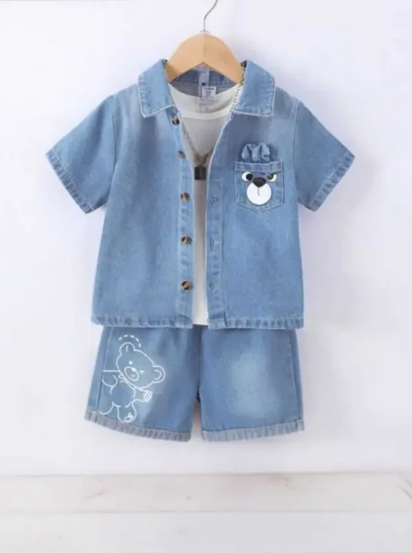 Baby Boys & Baby Girls Party(Festive) T-shirt Shorts  (LIGHT DENIM BLUE)