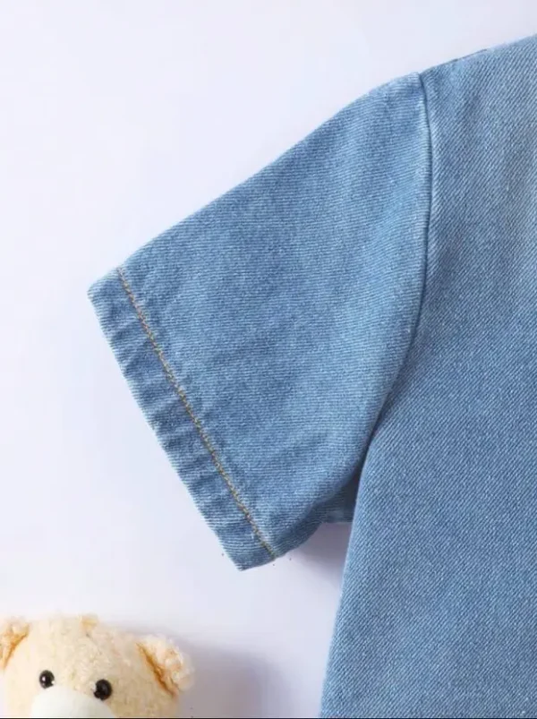 Baby Boys & Baby Girls Party(Festive) T-shirt Shorts  (LIGHT DENIM BLUE) - Image 3