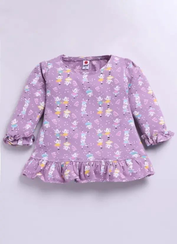 Baby Girls Casual Top Pyjama  (Purple) - Image 2