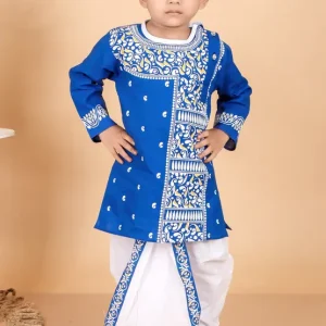 Boys Festive & Party Kurta and Dhoti Pant Set  (Blue Pack of 1)