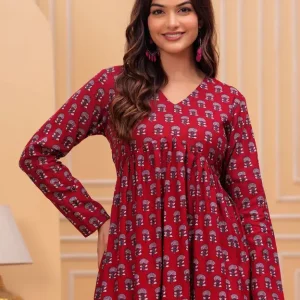 Casual Regular Sleeves Printed Women Red Top