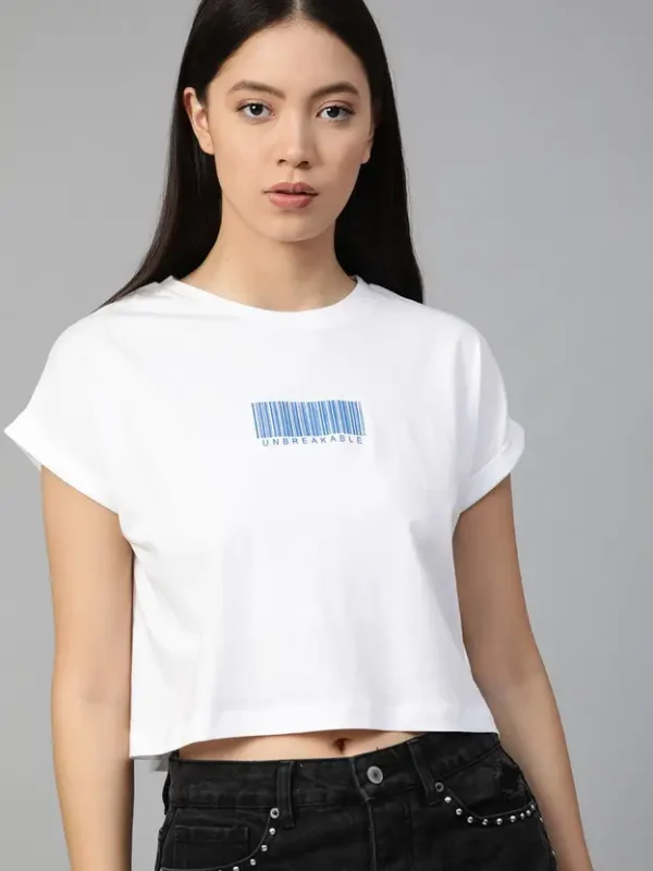 Women Solid Round Neck Pure Cotton White T-Shirt