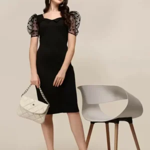 Women Bodycon Black Midi/Calf Length Dress