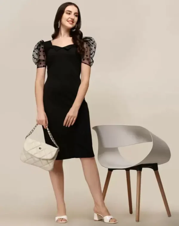 Women Bodycon Black Midi/Calf Length Dress