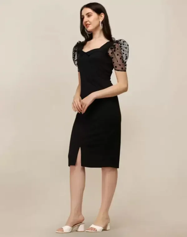 Women Bodycon Black Midi/Calf Length Dress - Image 3
