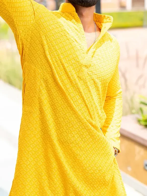 Men Pure Cotton Kurta Pyjama Set - Image 4