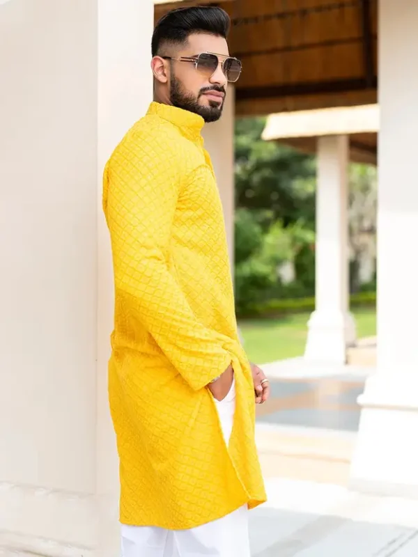 Men Pure Cotton Kurta Pyjama Set - Image 2