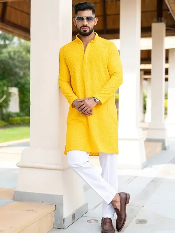 Men Pure Cotton Kurta Pyjama Set