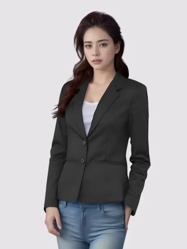 Women Solid Single Breasted Casual Blazer  (Black)