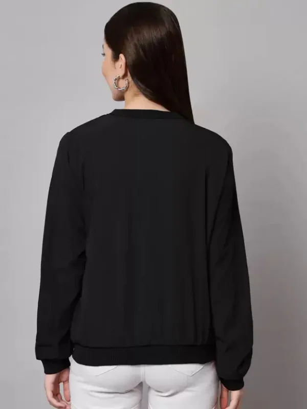 Women Solid Bomber Jacket - Image 3