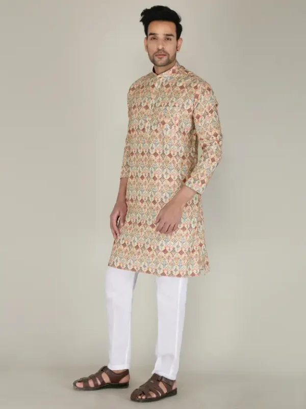 Men Cotton Blend Kurta Pyjama Set - Image 4
