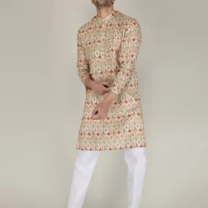 Men Cotton Blend Kurta Pyjama Set