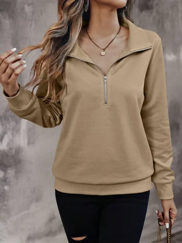 Women Full Sleeve Solid Sweatshirt - Image 4