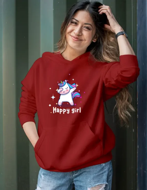 Women Full Sleeve Printed Hooded