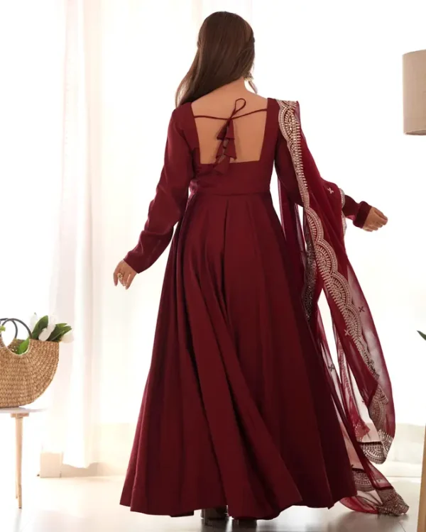 Anarkali Gown with Dupatta & Pant Solid Anarkali Kurta, Bottom & Dupatta Set - Image 2
