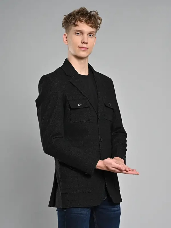 Polyester Viscose Blend Checkered Coat For Men - Image 3