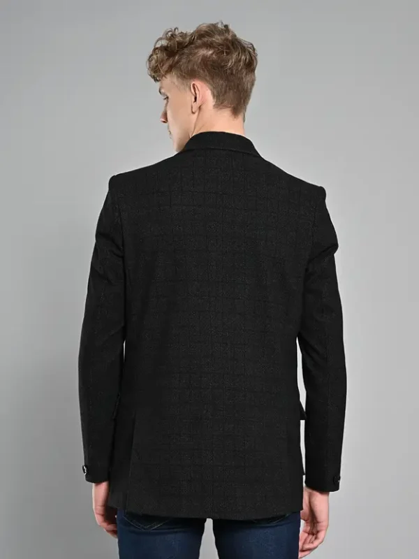Polyester Viscose Blend Checkered Coat For Men - Image 4