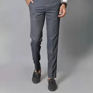 Men Regular Fit Grey Viscose Rayon Trousers