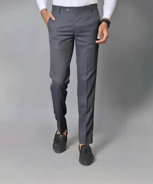 Men Regular Fit Grey Viscose Rayon Trousers