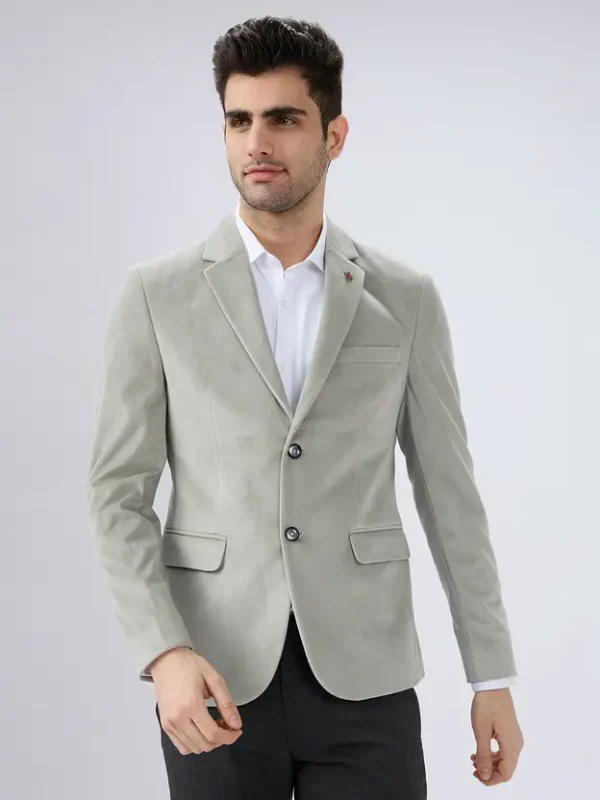 Men Solid Single Breasted Casual Blazer  (Light Green) - Image 4