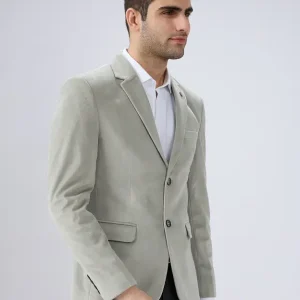 Men Solid Single Breasted Casual Blazer  (Light Green)