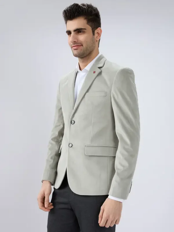 Men Solid Single Breasted Casual Blazer  (Light Green) - Image 2