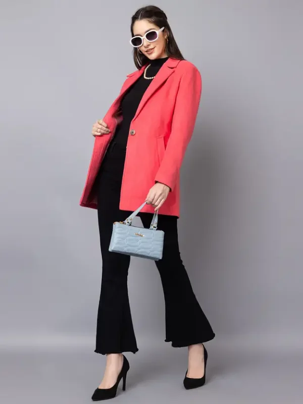 Tweed Solid Coat For Women