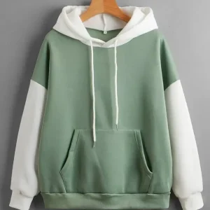 Women Full Sleeve Color Block Hooded