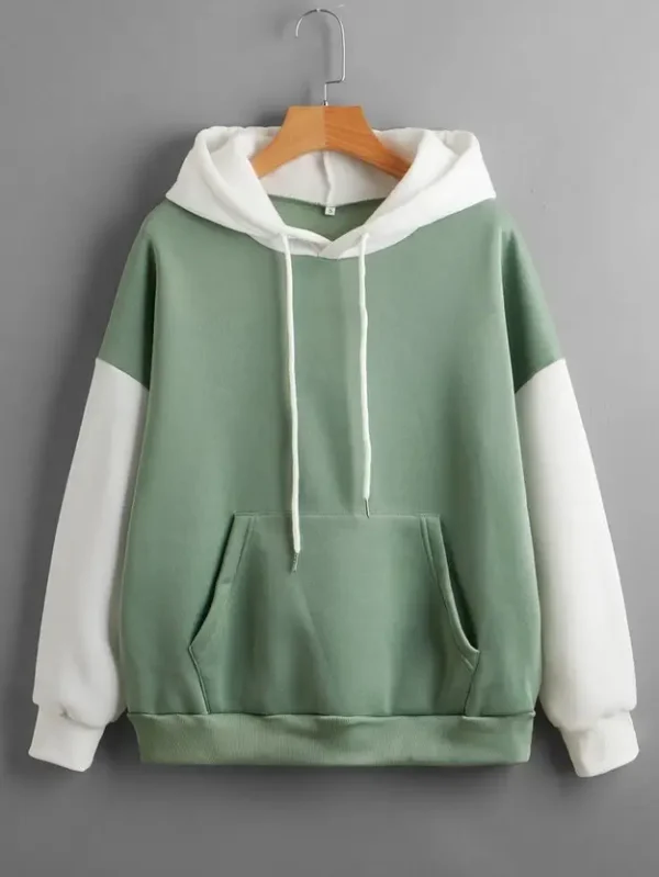 Women Full Sleeve Color Block Hooded