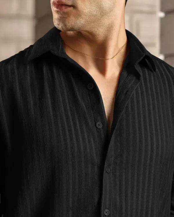 Men Regular Fit Self Design Casual Shirt - Image 3